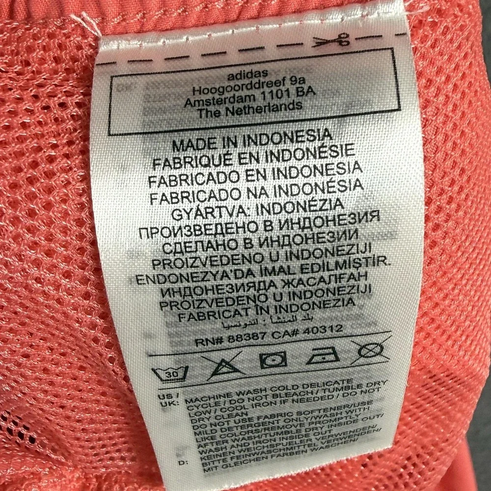 Adidas Swim Shorts Mens Medium Orange Trefoil Logo Mesh Lined Pockets Trunks